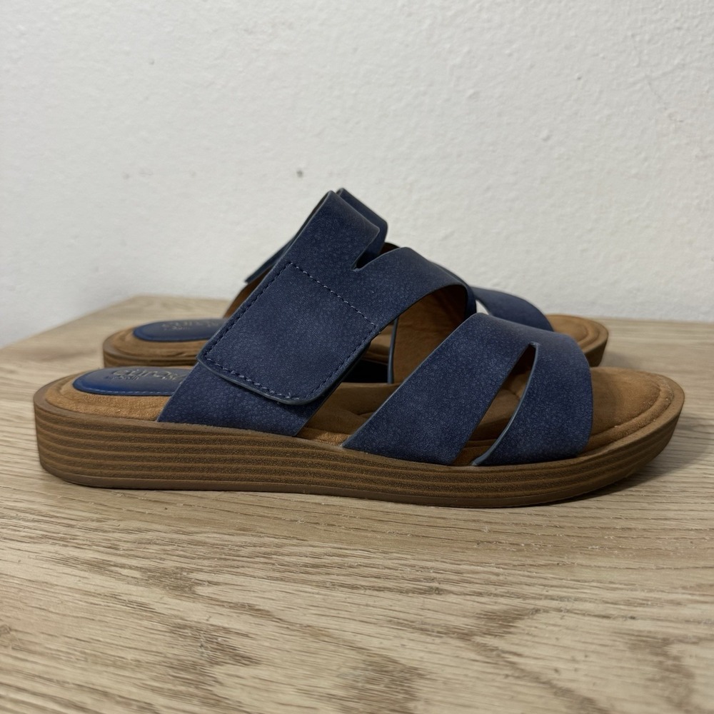 Eurosoft Sofft Nadine Blue Faux Suede Sandals Womens Size 9.5M Hook & Loop Strap - Picture 8 of 8